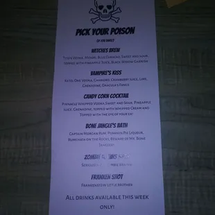 Special drinks for Halloween and Dias Dr la Muertos