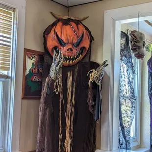 Halloween decor.  They go all out.