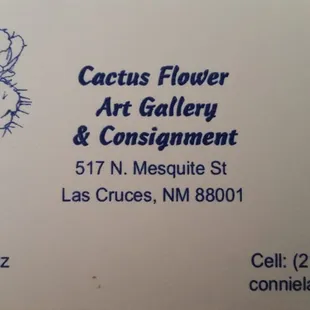 Owner's business card.