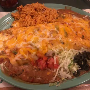 Monster burrito smothered in mild green chili