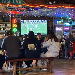 Big screen tv with the game!