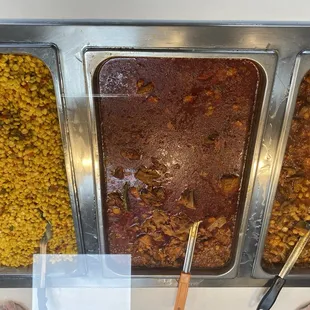 Pozole, menudo, corn with bell peppers