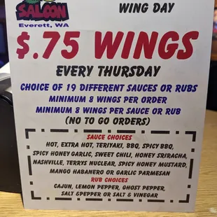 Thursday: Wing Day