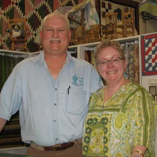 Owner, Nancy Landon and her "Fat Quarter King" David!