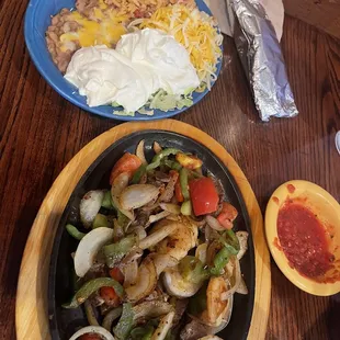 Steak and shrimp fajita
