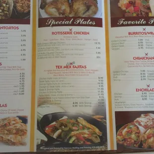 One side of their menu