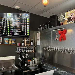 menus and beer taps on the wall