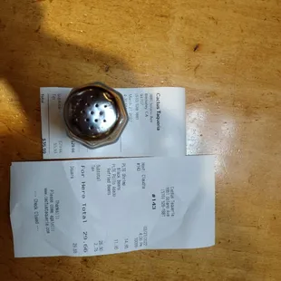 receipt for meal