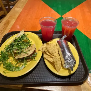 Crispy steak tacos and a burrito