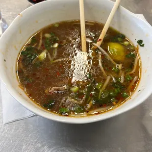 Rare beef pho  very tasty broth a little greasy but taste was there!