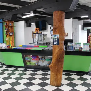 The Snack Shak is where you head to get your club and ball for Mini Golf and grab a snack and drink. Bathrooms are also located here.