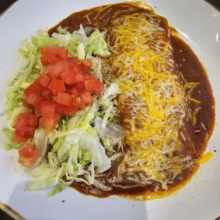 Cheese and onion enchilada