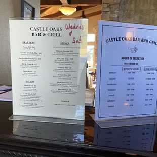 a table with a menu on it