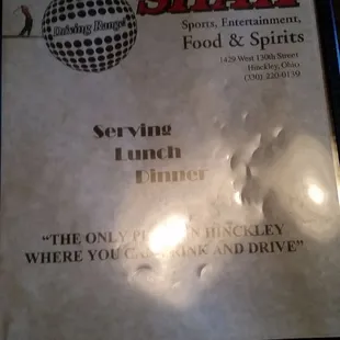 Menu cover