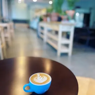 a cup of coffee on a table