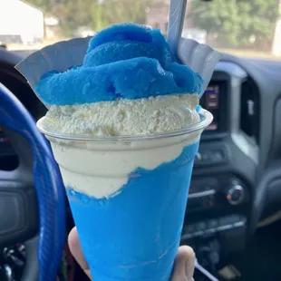 Blue coconut w vanilla ice cream...