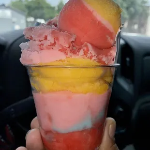3 flavors: watermelon...mango...cotton candy
