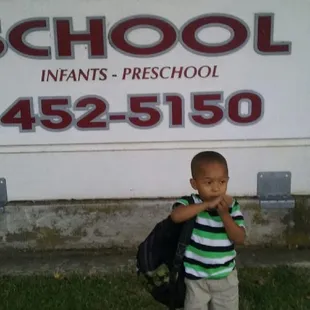 My son on his first day at Phoenix School