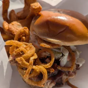 Pulled Pork Sandwich with fries