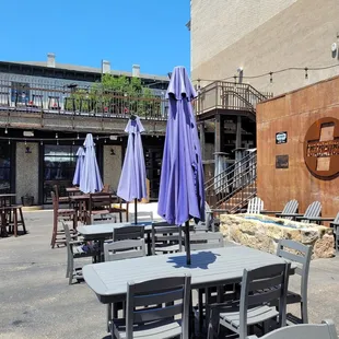 tables and chairs outside