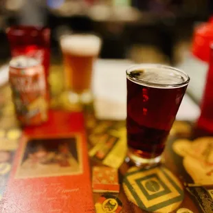 a pint of beer on a table