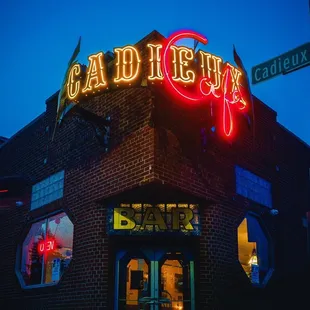 the neon sign for cadieux