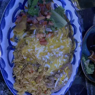 Numero two. Two Enchilada&apos;s and a tamale.