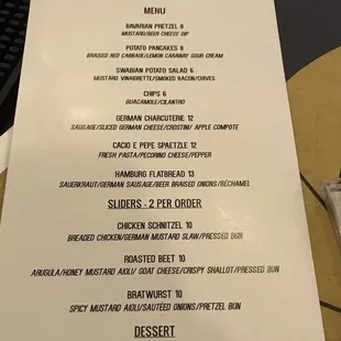menu