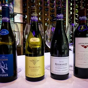 a selection of wines on a table
