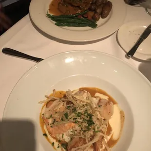 two plates of food on a table