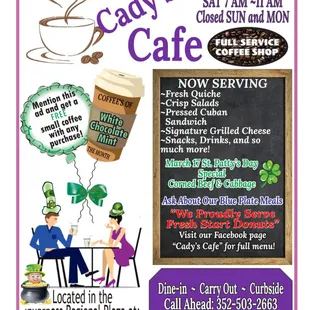 a menu for a st patrick's day