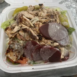 I enjoyed the Chicken Greek Salad it was delicious loved best Greek salad loved it.