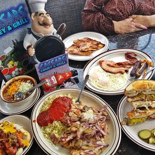 various plates of food