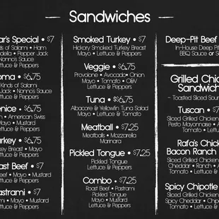 Sandwich Menu