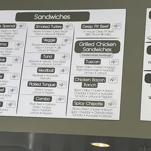 sushi and sashimi, menu
