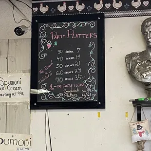Party platter menu