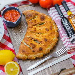 Our Chicken and Spinach Calzone..