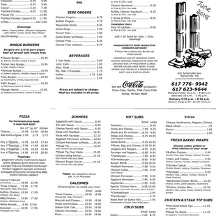 Menu from June 2018.