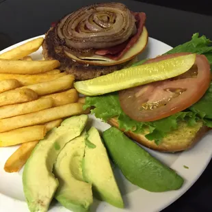 Fresh Ground Turkey Burger with gouda cheese, turkey bacon, caramelized onions, avocado is the best in Buckhead!