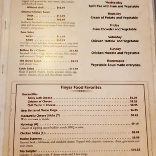 menu