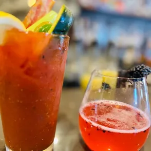 Spicy Bloody Mary + Blackberry Bellini