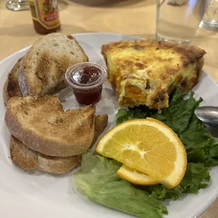 quiche of the day (pork belly, sweet potato, mozzarella) &amp; sourdough. YUM!