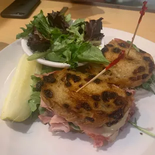 Pit ham and Brie with tossed greens