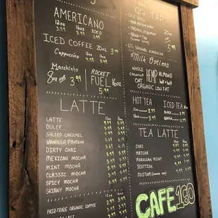 Coffee menu July 2024