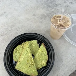 Avocado Toast (2 slices), Iced Latte