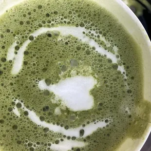 Matcha Latte 16oz -1% milk, extra matcha on top