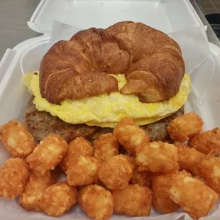 Our popular Cafe Breakfast sandwich with side of Tater Tots!