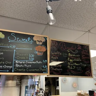 menus on a blackboard