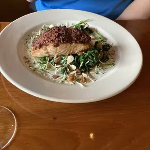 Seared Salmon On Sauteed Spinach