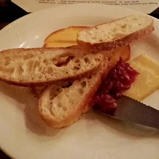 While the cheese board lacked visual appeal, the cheese selections were solid, especially the gruyere.